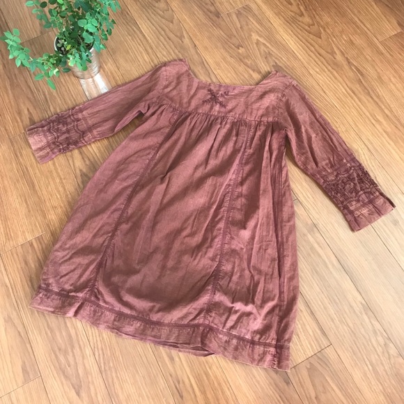 All Saints Brown Hobo Western Embroidered Dress Size 10 - Picture 3 of 7